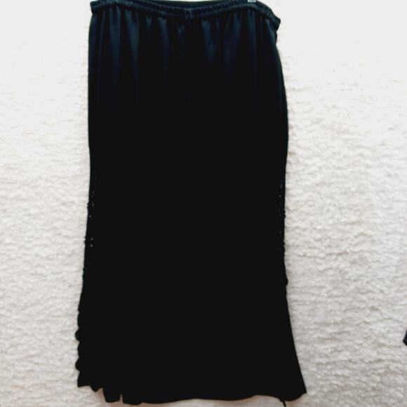 Skirt Maxi Size 18W Black Bead Scallop Evening Elegant Glam Formal Old Money - Picture 2 of 16